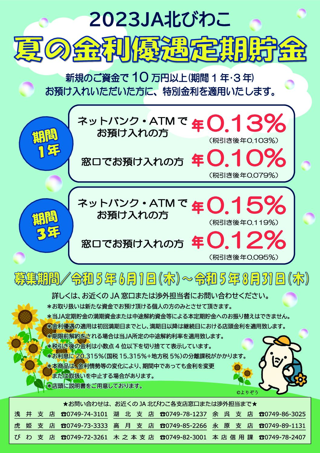 2023ＪＡ北びわこ　夏の金利優遇定期貯金